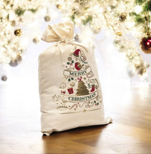 SACCO DI COTONE MERRY CHRISTMAS
