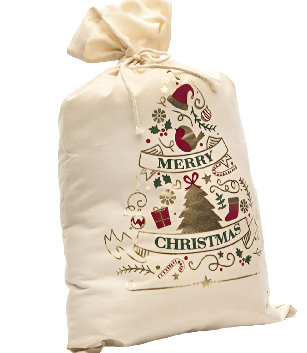 SACCO DI COTONE MERRY CHRISTMAS