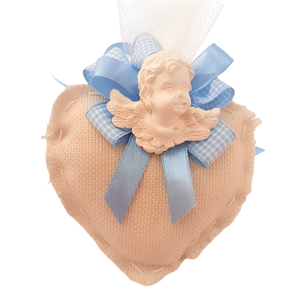 BOMBONIERA CUORE CON ANGELO IN GESSO