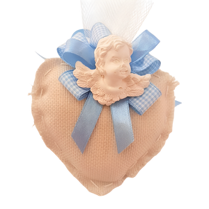 BOMBONIERA CUORE CON ANGELO IN GESSO