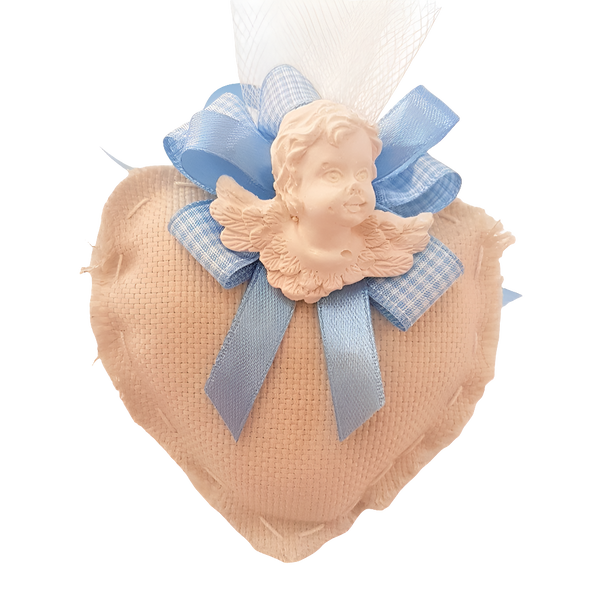 BOMBONIERA CUORE CON ANGELO IN GESSO