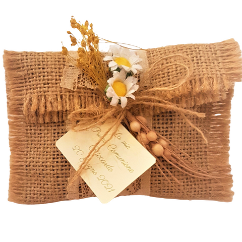 BOMBONIERA IN JUTA E PIZZO COUNTRY CHIC