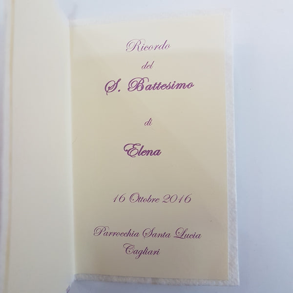 RICORDINO BATTESIMO IN CARTA COTONE