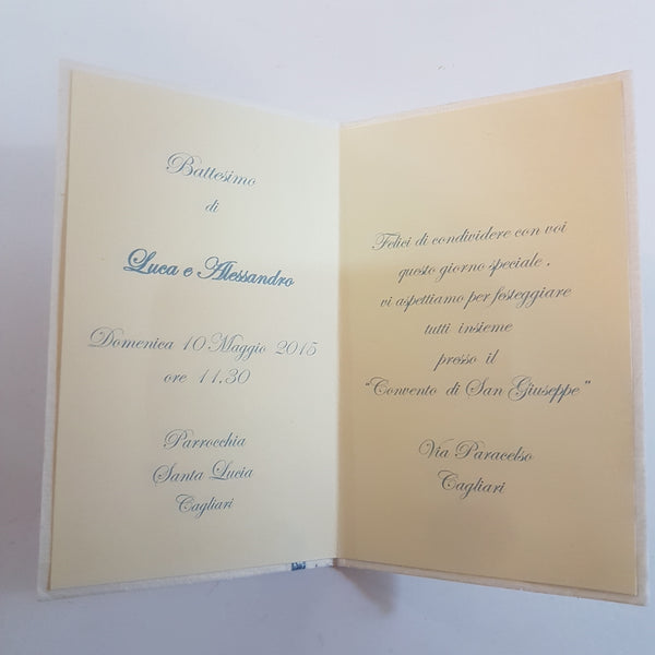 RICORDINO BATTESIMO IN CARTA COTONE